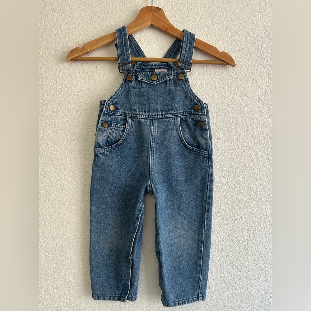 VINTAGE 70S 80S PATTIWHACK Toddler Size 2T Dark Wash Denim Bib Overall Unisex